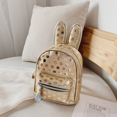 

Female Children Backpack Casual Bag Cartoon Rabbit Ear Bag Wave Point Package