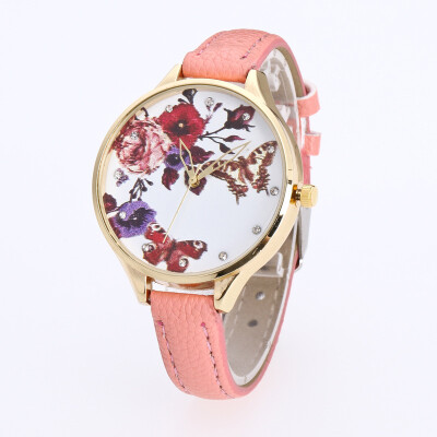 

3D stereo butterfly love flower student hot sale quartz watch candy casual thin belt ladies watch