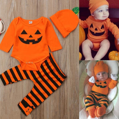 

Newborn Baby Girl Boy Halloween Romper Bodysuit Cotton Pumpkin Outfit