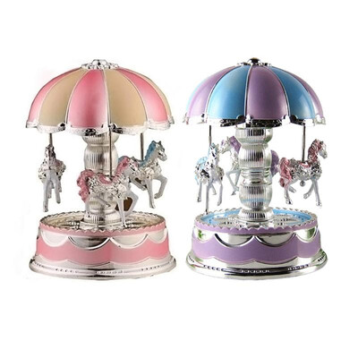 

LED Light Merry-Go-Round Music Box Christmas Birthday Gift Toy Carousel