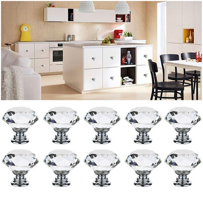 

12PCS 30mm Crystal Cabinet Dresser Knob Diamond Shape Drawer Door Knobs Pull Handles