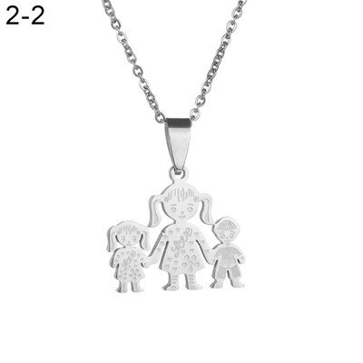 

Unique Stainless Steel Single Mother Kids Pendant Chain Necklace Jewelry Gift