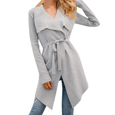 

Toponeto Womens Ladies Belt Casual Long Sleeve Lapel Neck Loose Coat GYL