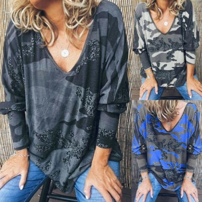 

Women&39s Fashion Tops Camouflage Printed Sweatshirt Casual Long Sleeve Top Blouse