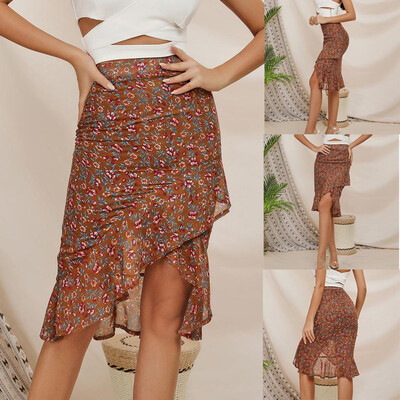 

Roseonmyhand Women Summer High Elastic Wasit Floral Printed Casual Shorts Skirt