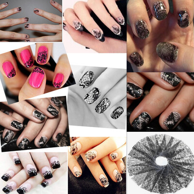 

20pcs Black Lace Hallow Out Nail Art Transfer Foils Manicure Wraps Stickers