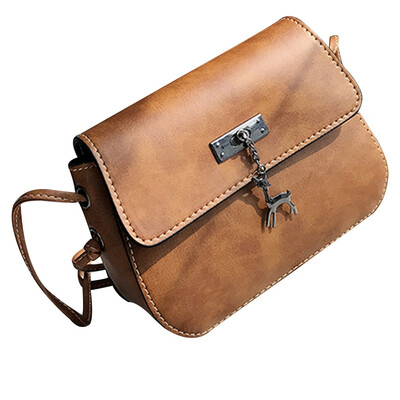 

Deer Pendant Women Leather Shoulder Bag Girl Small Shoulder Bag Pu Cross Body Bag