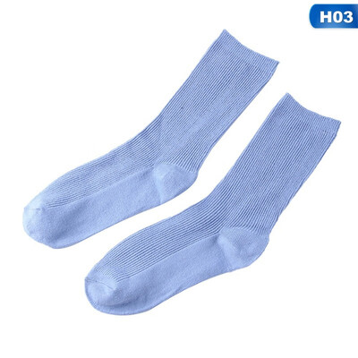 

Autumn Winter Solid color knitting College style Mid tube socks Retro Cotton Socks