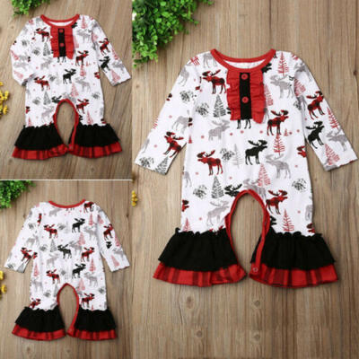 

US Newborn Baby Girl Christmas Clothes Reindeer Romper Bodysuit Jumpsuit Outfits