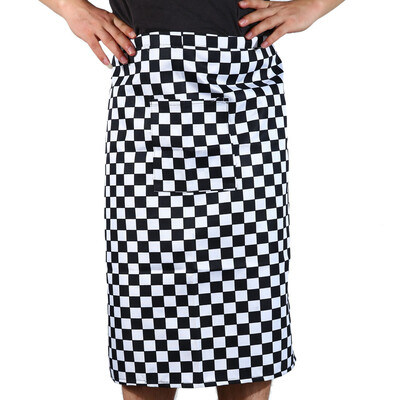 

Polyester Cooking Plaid Stripe Half Apron with 1 Pockets Kitchen Accessory