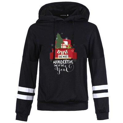 

Christmas Women Christmas Tree Gift Letter Print Hoodie