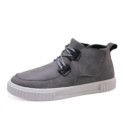 

2018 autumn new trend mens high-top shoes youth solid color casual shoes shock absorption wear mens shoes