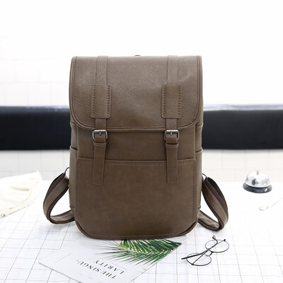 

Backpack mens fashion vintage antique with Korean version of the pu-tide brand personality student bag travel casual shoulder bag