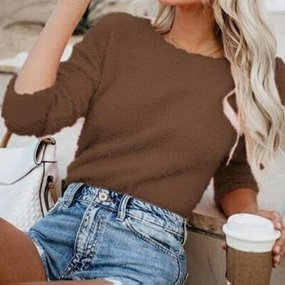 

NEW Autumn And Winter Fashion Women Casual Tops Fuzzy Blouse Pullover Jumper Loose Sweater Knitwear Long Sleeve Knitted Sweaters