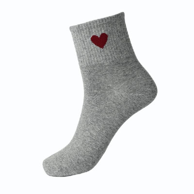 

New Women Girl Socks Solid Heart-Shaped Print Breathable Stretchy Casual Sport Long Socks