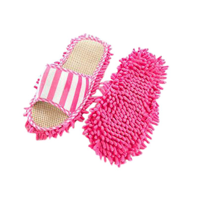 

〖Follure〗Coral Velvet Striped Machine Washable Slippers Chenille Linen Mopping Slippers