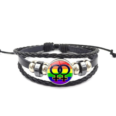 

Rainbow Pride Braided Wristbands Leather Bangle Pride Bracelet for Men Women