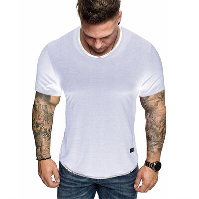 

Toponeto Men O Neck Pure Color Splicing Pattern Casual Fashion Lapel Short Sleeve Shirt