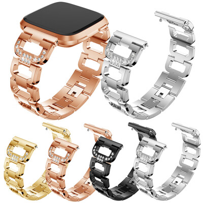 

SDXHJ013 Watch Bracelet Fitbit Strap Stainless Steel Metal Link Bracelet Replacement Wristband for Fitbit Versa Accessories D Link