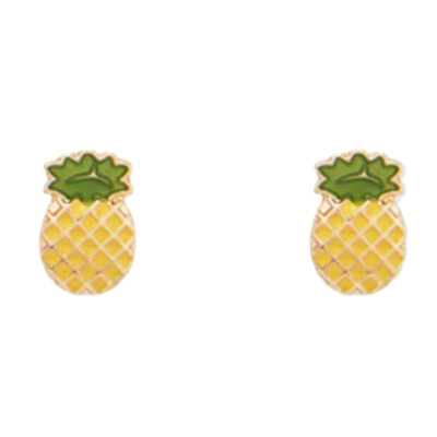 

2Pcs Fashion Simple Temperament Ear Jewelry Alloy Drip Strawberry Pineapple Fruit Is Cute Ear Nail