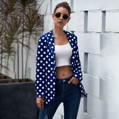 

Ladies Long Sleeve Coat Polka Dots Cardigan Jacket Business Formal Casual Blazer