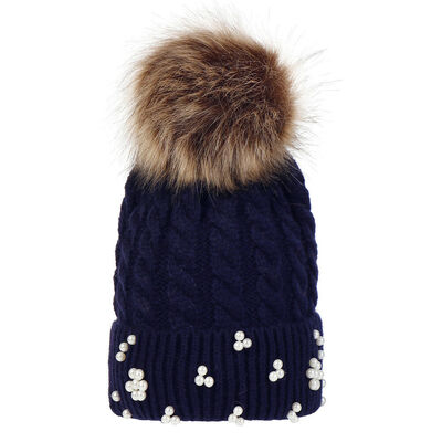 

New Cute Kids Baby Warm Winter Pearl Knit Beanie Fur Pom Pom Hat Crochet Ski Cap