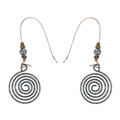 

New Women Vintage Ethnic Round Spiral Stick Dangle Hanging Alloy Drop Earrings for Women Jewelry Accessories