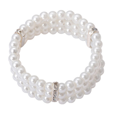 

Pearls Corsage Wristlet Stretch Band Wedding Prom Hand Wrist Bracelet