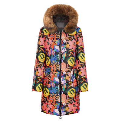 

Toponeto Womens Winter Print Long Down Cotton Ladies Hooded Coat Quilted Jacket Outwear