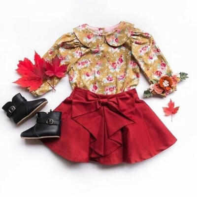 

2Pcs Toddler Kid Baby Girl TopsSkirt Outfit Princess Party Dress Clothes Casual