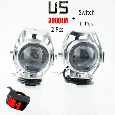 

2Pcs Motorcycle headlamp U5 LED 125w 12v 3000LM Spotlight Driving Light Motorbike Fog Light auxiliary Lamp Headlight Offroad DRL