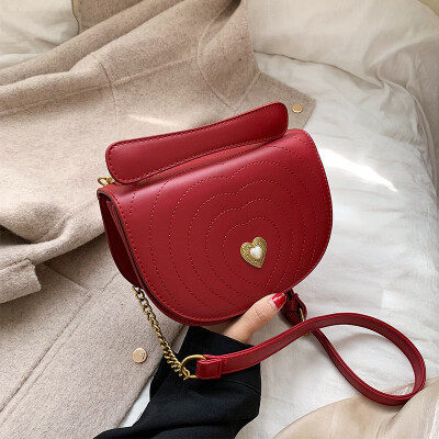 

Bag female bag 2019 new trend oblique chain ins super fire girl heart-shaped sewing thread shoulder bag