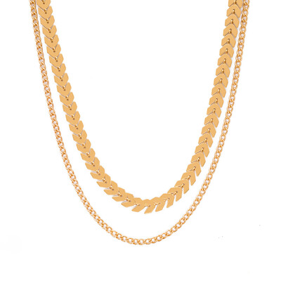 

Multi Arrow Choker Collar Necklace Women Double layer Necklaces Gold Color Fishbone Airplane Necklace Flat Chain Leaves Jewelry