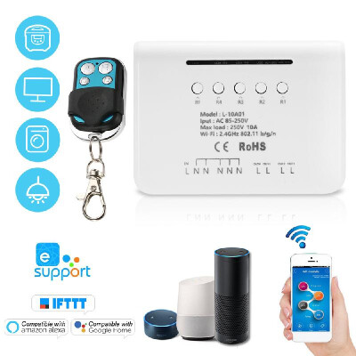 

eWeLink 4CH WIFI Switch Module RF 433MHz 4 Gang Wireless Smart Switch 1PCS 4 Button Remote Controller Compatible with Amazon Ale