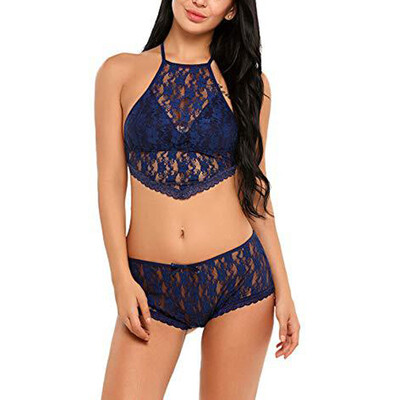 

Women See-Though Non Padding Underwire Lace Sheer Unlined Shelf Bra Panty Set