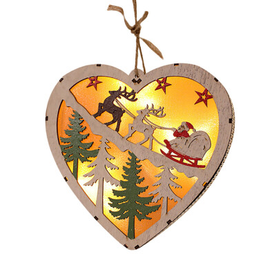 

Tailored LED Light Wood House Cute Christmas Tree Ornaments Window Holiday Decoration