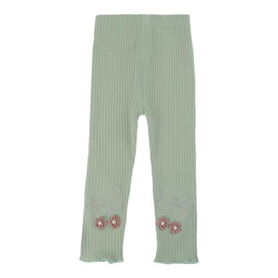 

Fashion Knitting Kids Baby Girls Warm Leggings Embroidery Flowers Decor
