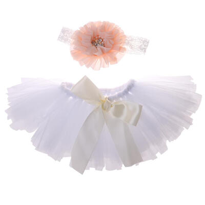 

2pcsset Cute Kids Girls Flower Hairband Bowknot Tutu Skirt Photo Props