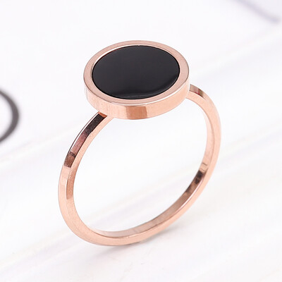 

New Design Brand Ring For Women Titanium Steel Black Enamel Rose Gold Color Anillos Female Rings Jewelry Gift