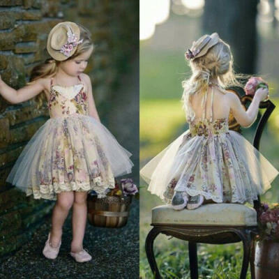 

Flower Girl Dresses Lace Wedding Pageant Formal Party Tutu Dress Outfit UK Stock