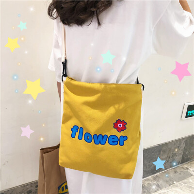 

Ins Summer Canvas Bag Girls Slant Bag Guyu Feeling Girls College StudentsClass Korean Edition One-shoulder Hand-held Canvas Bag