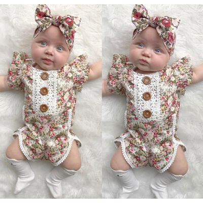 

Cotton Toddler Kids Baby Girls Floral Romper Bodysuit Jumpsuit One-Piece Clothes