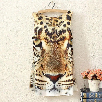 

Neue Sommer-Frauen rmelloses Leopard Printed T-Shirt T-Bluse Weste Tank Tops