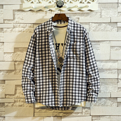 

Toponeto Mens Casual Fashion Plaid Printing Loose Hoodie Removable Long Sleeve Shirt Top