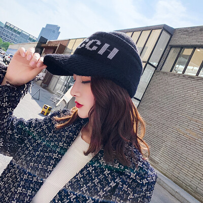 

Empty top woolen hat childrens winter net red personality fashion student Korean version versatile letter new knitting cap