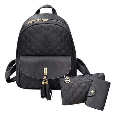 

3pcsSet Women Plaid PU Leather Backpack Clutch Card Shoulder Bags Wristlet