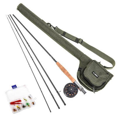 

9 Fly Fishing Rod&Reel Combo with Carry Bag 10 Flies Complete Starter Package Fly Fishing Kit