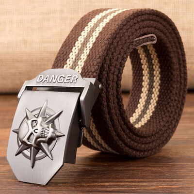 

Trend new Automatic Buckle Unisex belt Stripe Canvas Weaving Multifunction Men belt casual youth student belt