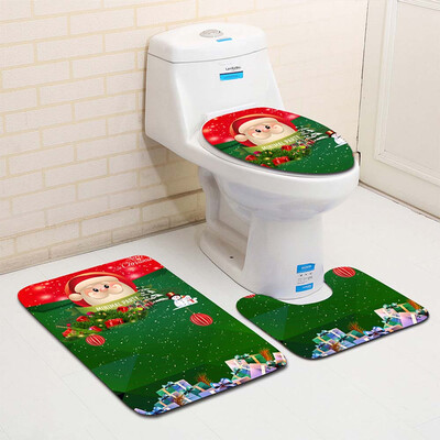 

〖Follure〗3PCS Fancy Santa Toilet Seat Cover&Rug Bathroom Set Christmas Decor