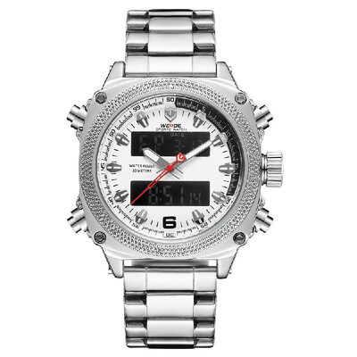 

WEIDE WH7302 Quartz Digital Electronic Watch Dual Time Alarm Calendar Stopwatch 3ATM Waterproof Timer Business Men Fashion Casual